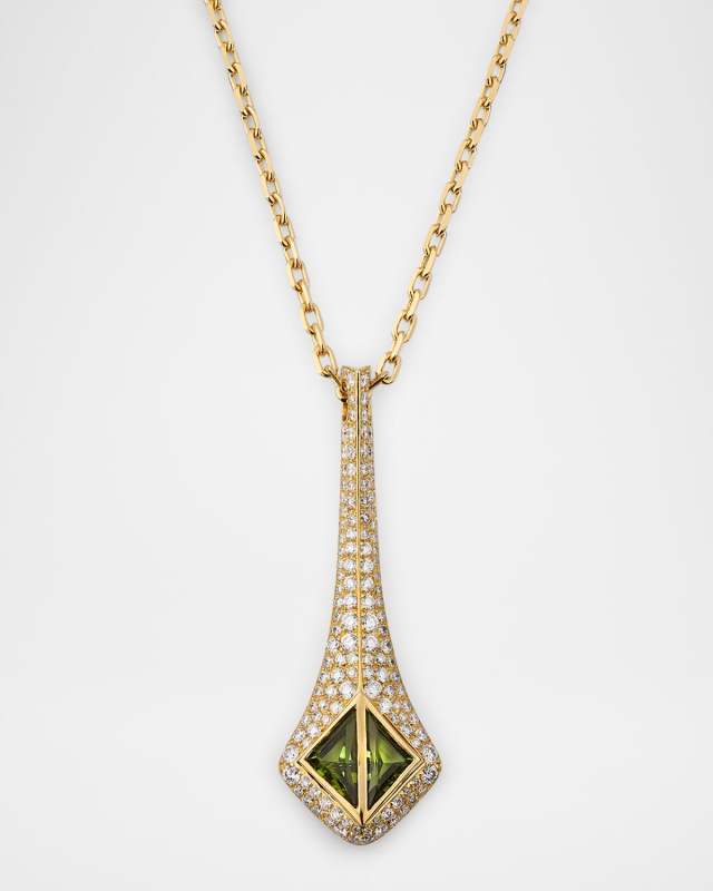 18K Brute Carioca Tourmaline Pendant Necklace